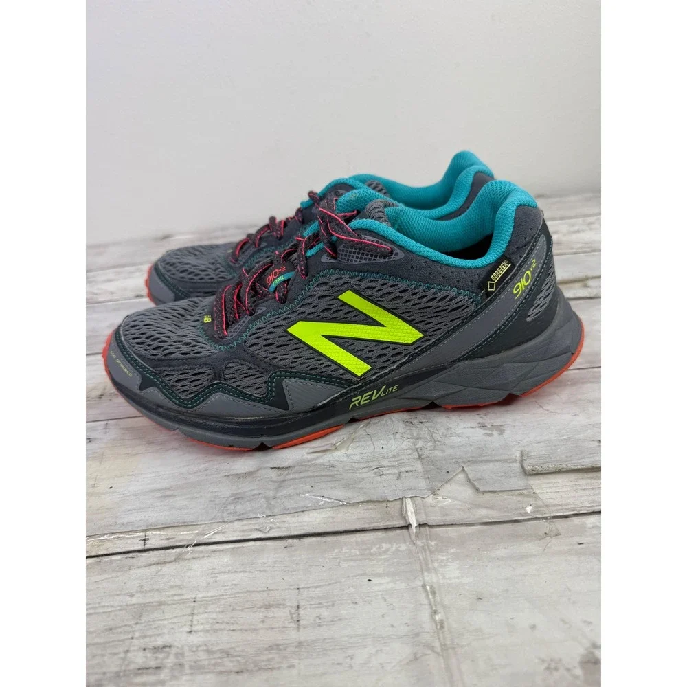 New Balance 910v2 Gore-Tex Trail Running Shoes Womens 9 Grey Teal WT910GX2